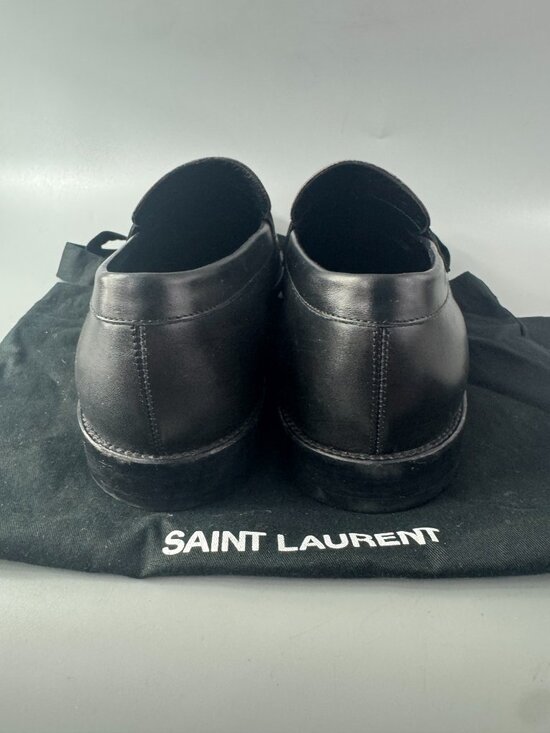 Authentic Saint Laurent Classic Black/Brown Leather Penny Loafer, Men\'s 44 main image 10